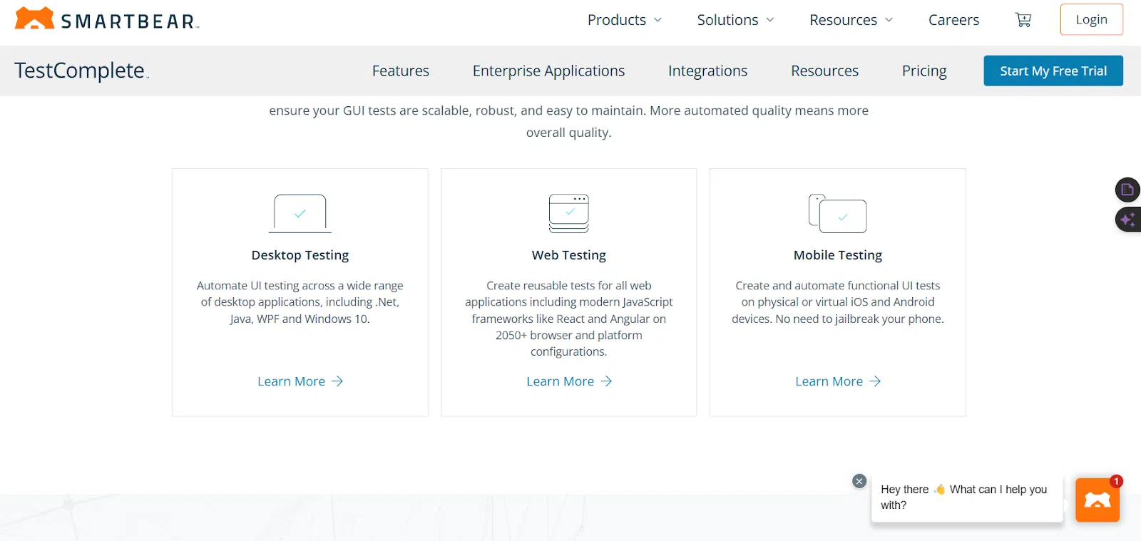 TestComplete provides Desktop, Web, and Mobile Testing
