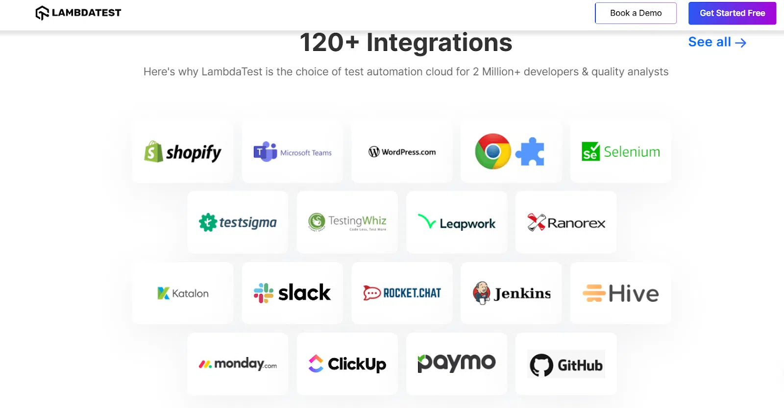 Lambda Test integrates up to more than 120 integrations