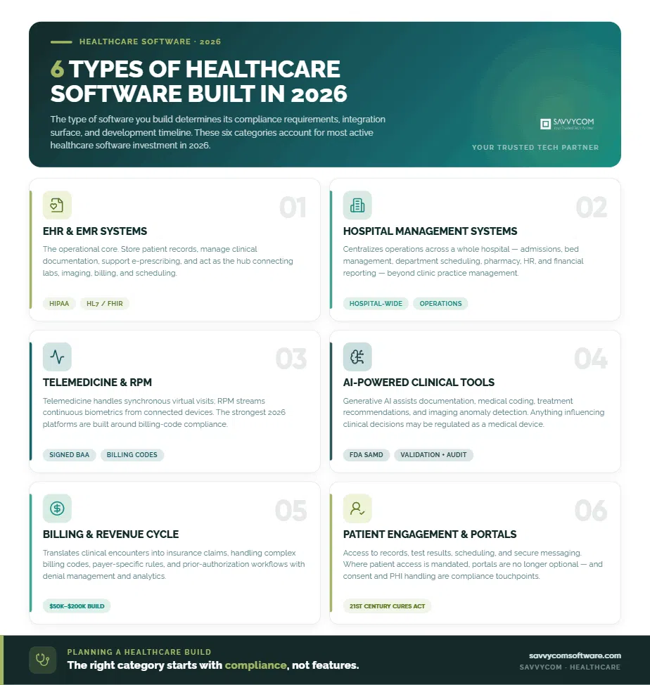 6 types of healthcare
software