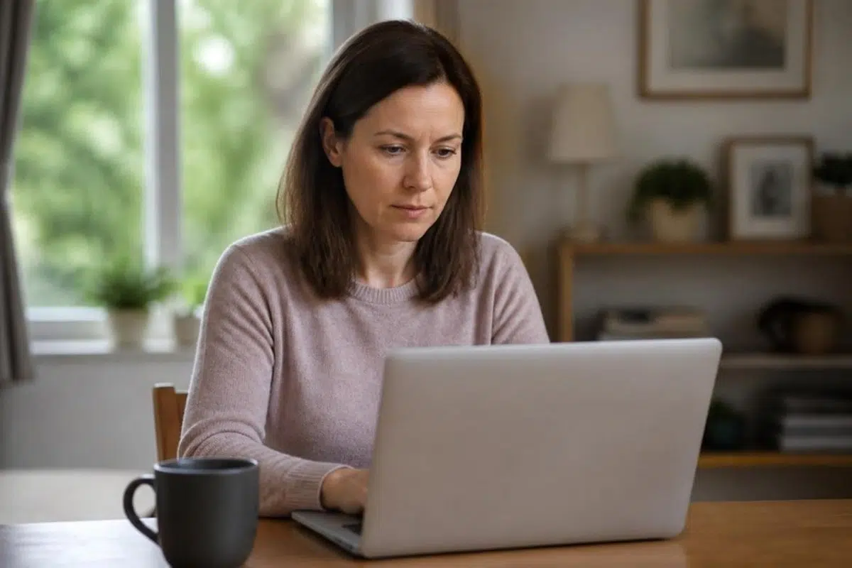 Patient booking a hospital appointment on a laptop at home