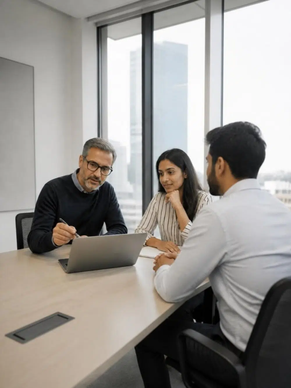 Senior developer and recruiter running a technical interview with a candidate