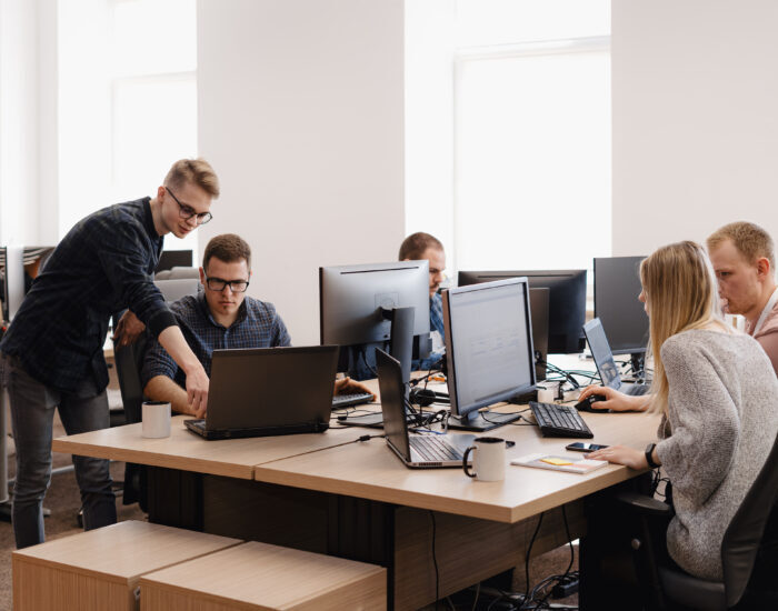 Group of young business people working in the office