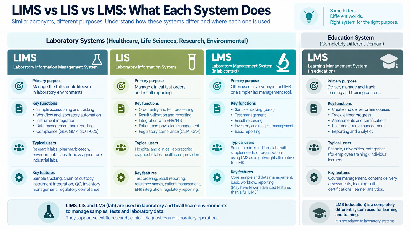 LIMS vs LIS vs LMS difference laboratory information management system